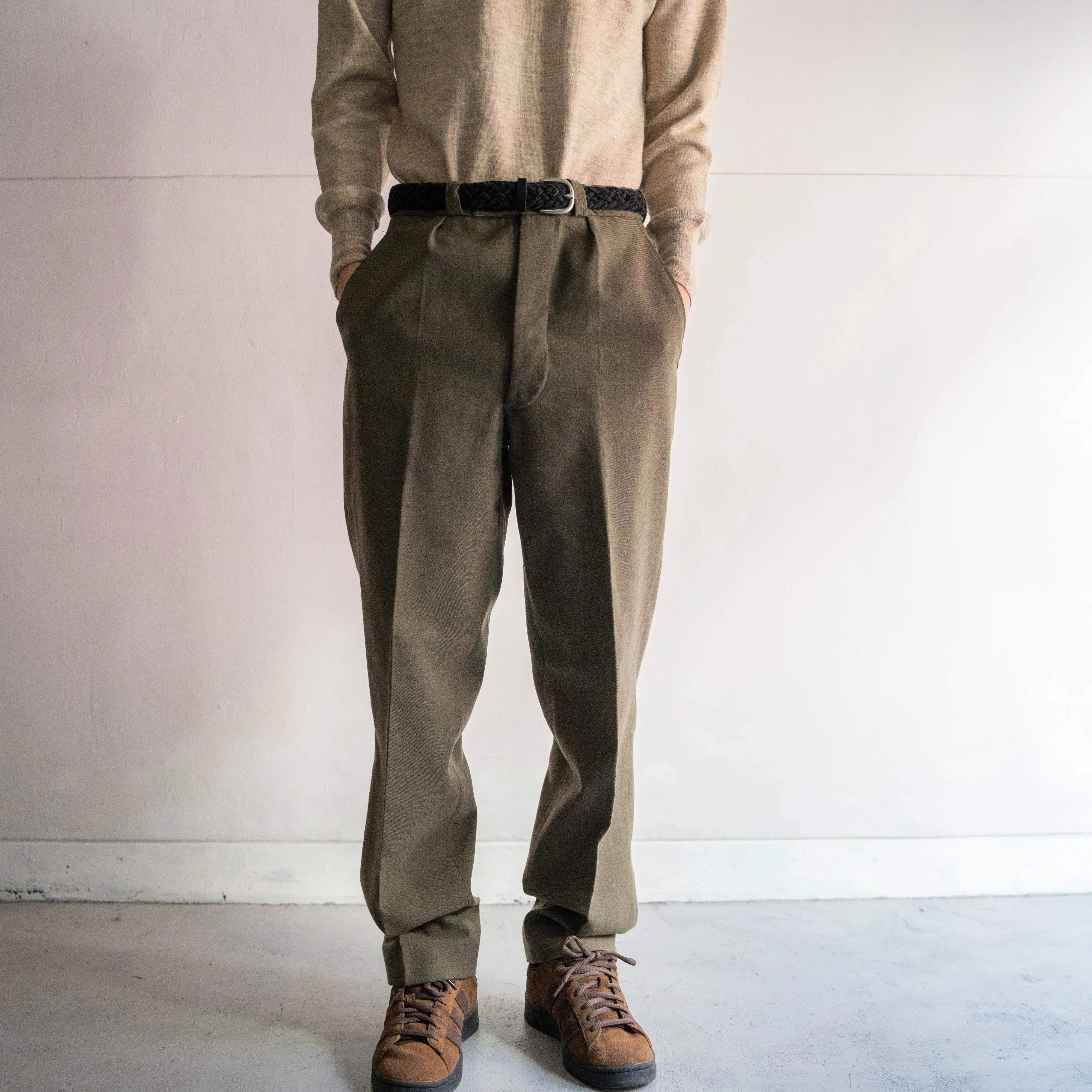 1970s belgium military wool dress pants "dead stock"-3