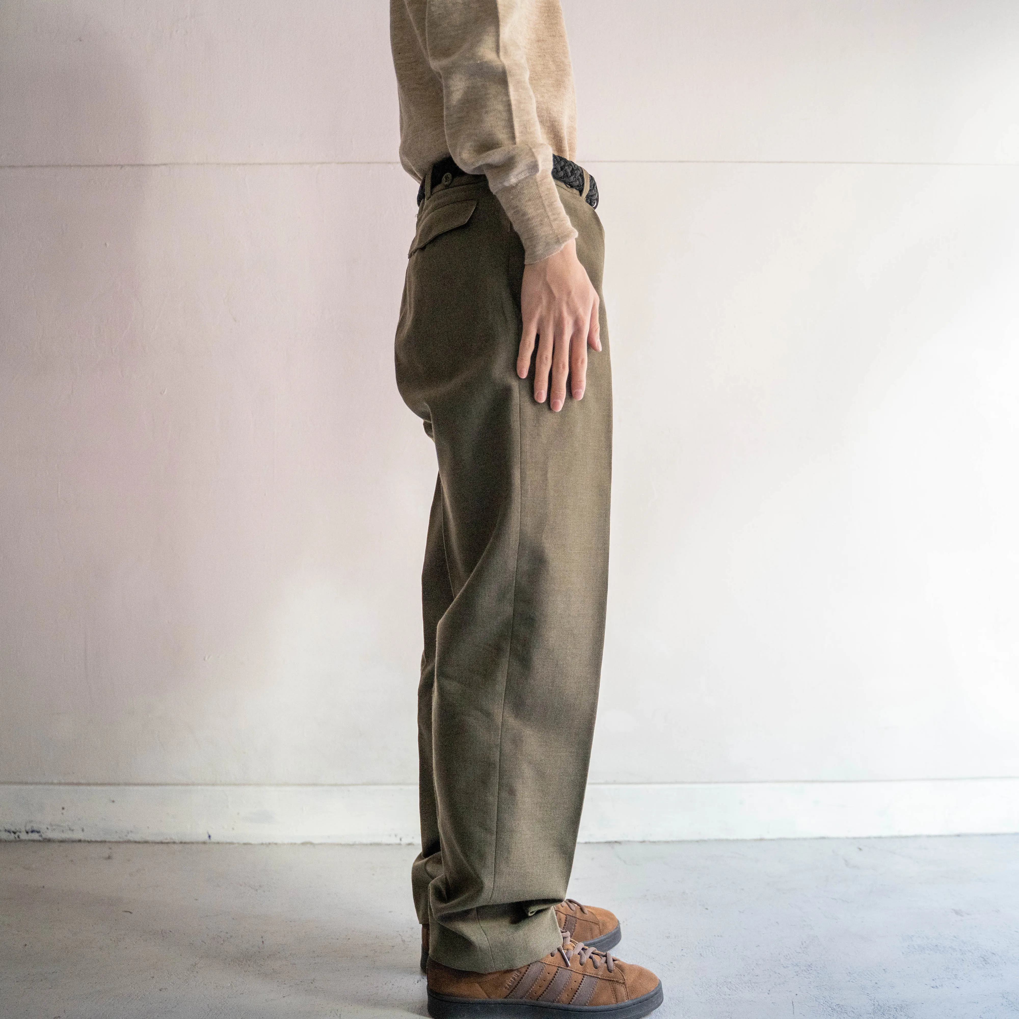 1970s belgium military wool dress pants "dead stock"-3