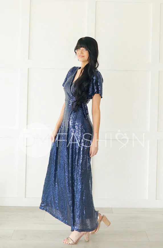 Aria Navy Sequin Dress - DM Exclusive - Nursing Friendly- Maternity Friendly - FINAL SALE