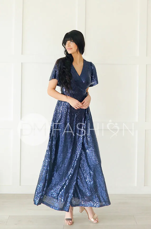 Aria Navy Sequin Dress - DM Exclusive - Nursing Friendly- Maternity Friendly - FINAL SALE