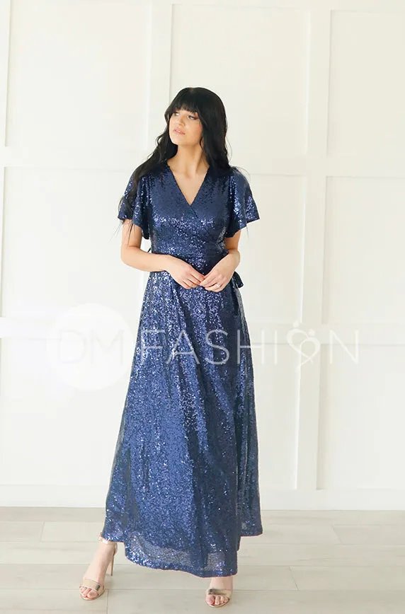 Aria Navy Sequin Dress - DM Exclusive - Nursing Friendly- Maternity Friendly - FINAL SALE