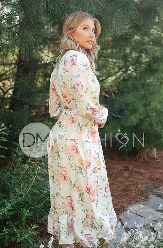 Ariel Sunny Floral Midi Dress - DM Exclusive - Nursing Friendly - Maternity Friendly