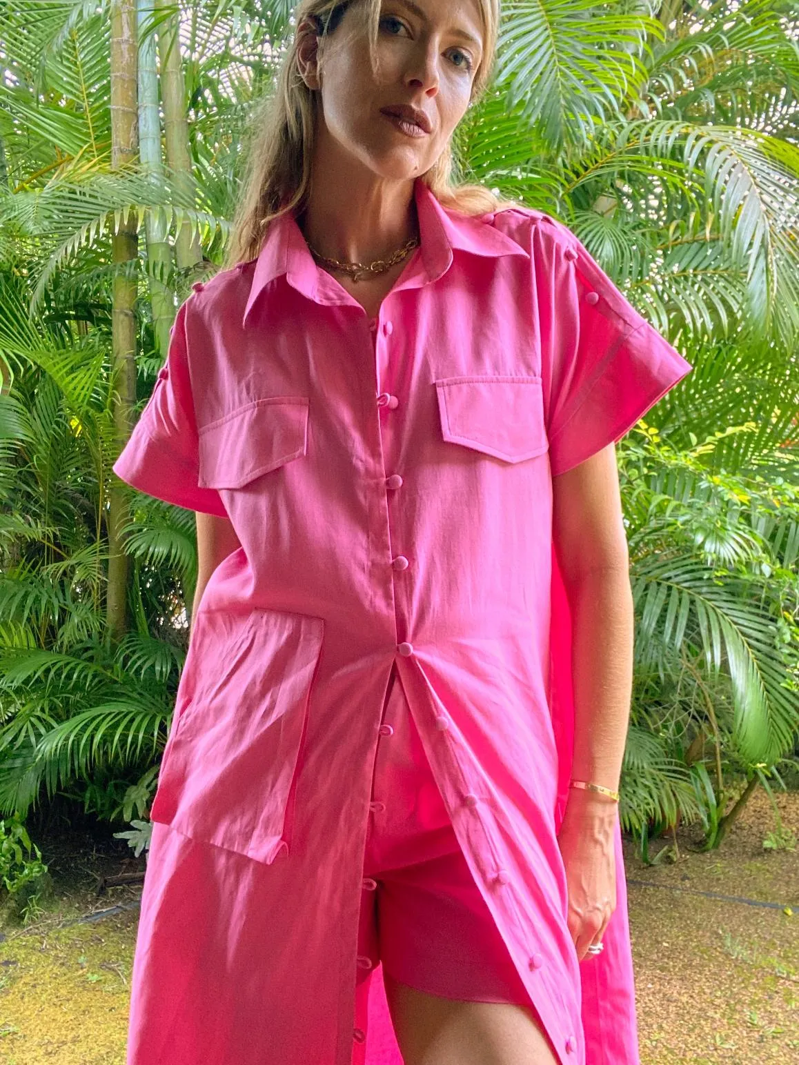 BUBBLEGUM PINK LONG SHIRT