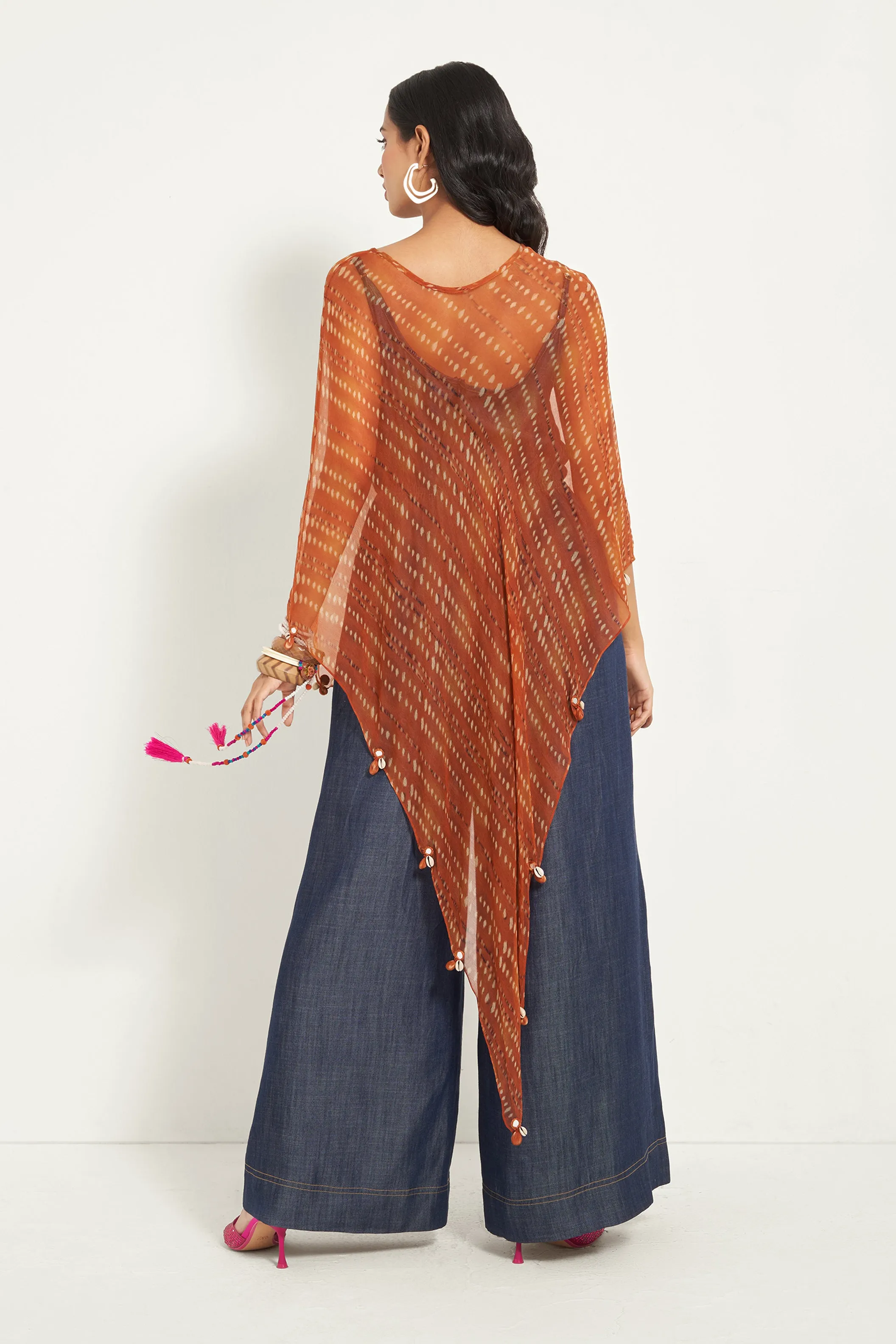 Burnt Orange Printed Cape