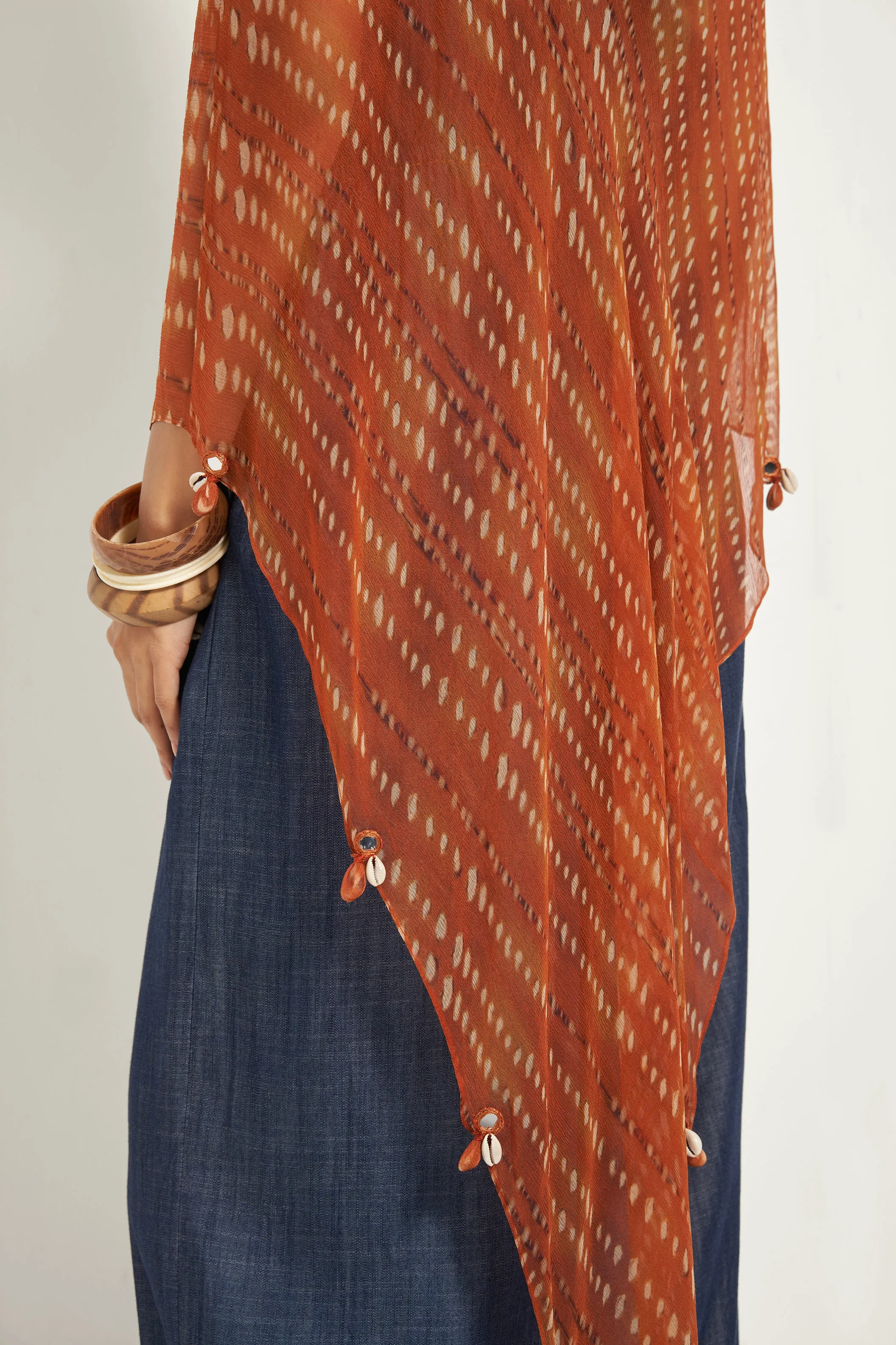 Burnt Orange Printed Cape