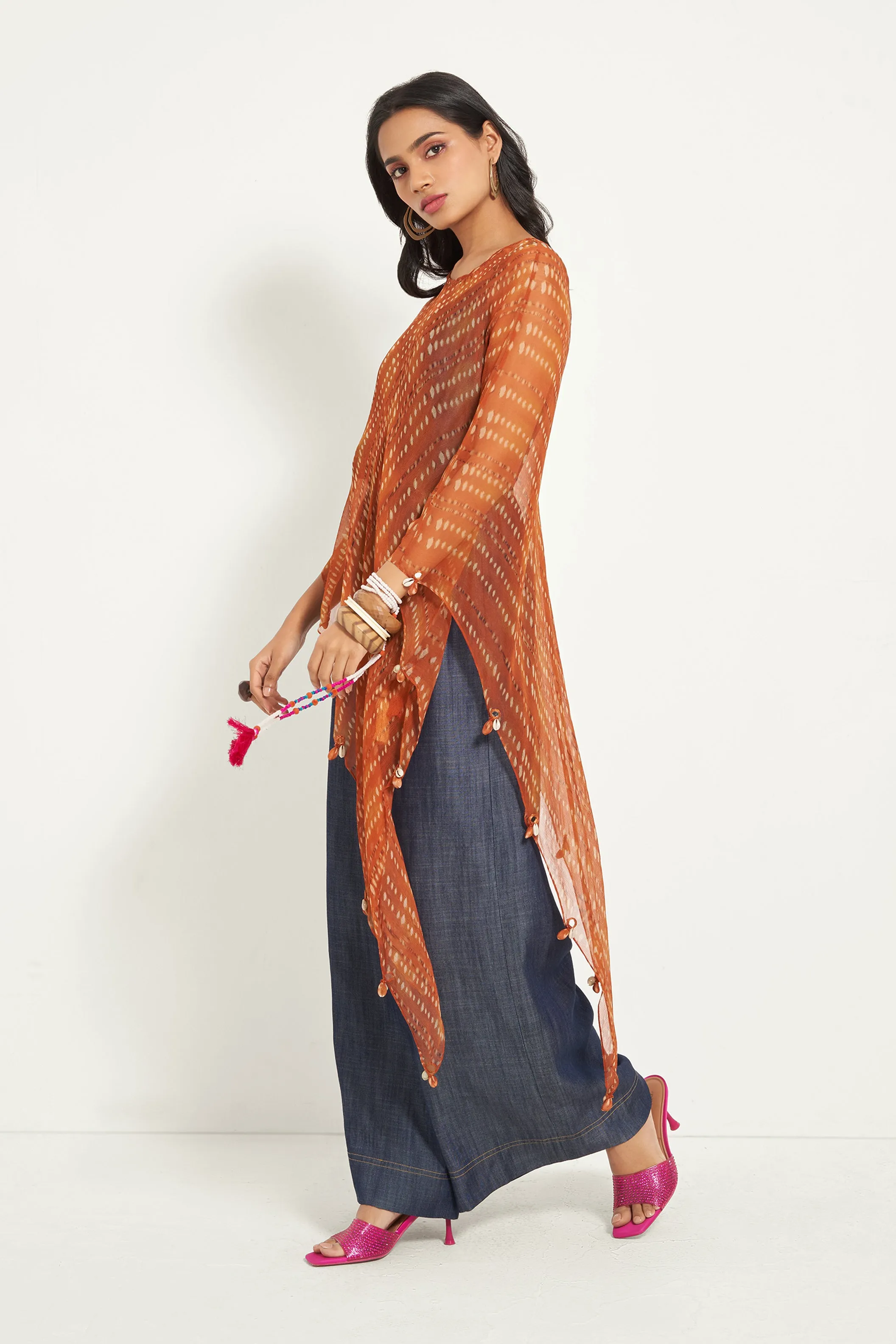 Burnt Orange Printed Cape