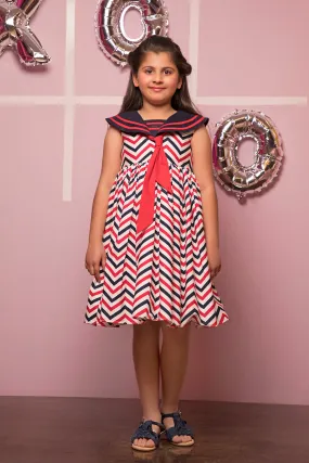 Chevron Printed Cotton Frock | F2118