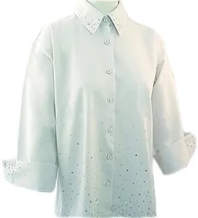 Christine Alexander Shimmering Crystal, Swarovski Crystal Accent White Blouse