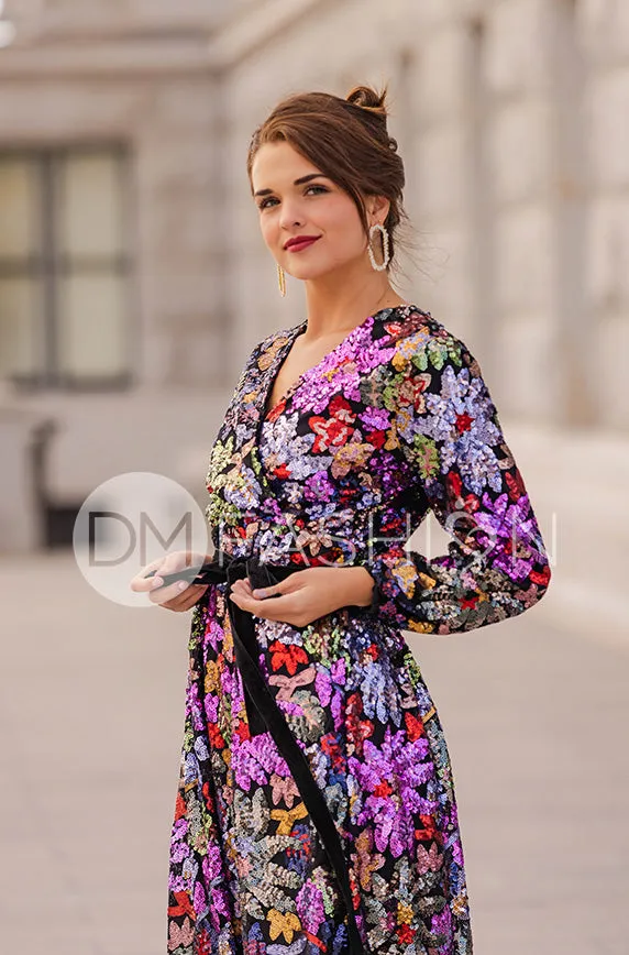 Danica Floral Sequin Dress - DM Exclusive - Maternity Friendly - Nursing Friendly