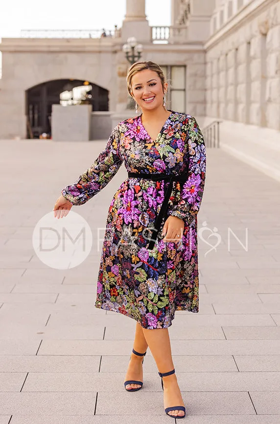 Danica Floral Sequin Dress - DM Exclusive - Maternity Friendly - Nursing Friendly