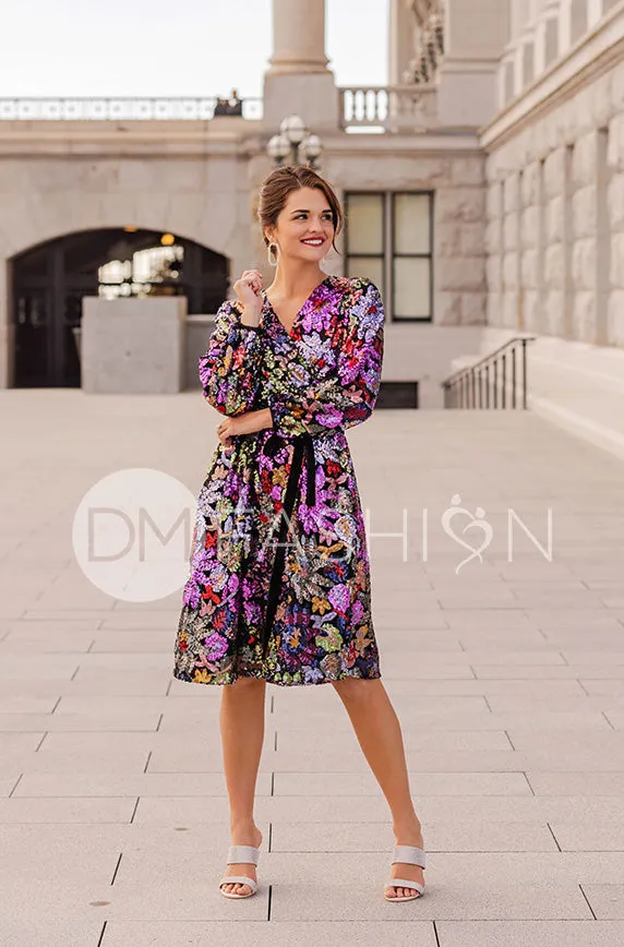 Danica Floral Sequin Dress - DM Exclusive - Maternity Friendly - Nursing Friendly