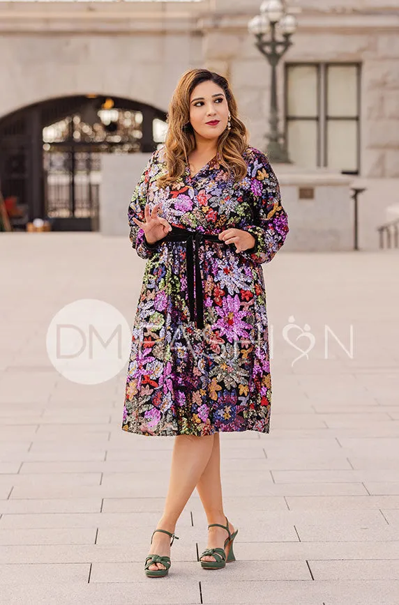 Danica Floral Sequin Dress - DM Exclusive - Maternity Friendly - Nursing Friendly