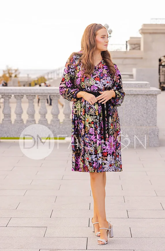 Danica Floral Sequin Dress - DM Exclusive - Maternity Friendly - Nursing Friendly