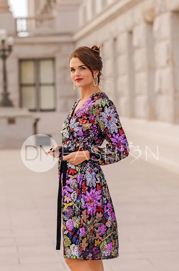 Danica Floral Sequin Dress - DM Exclusive - Maternity Friendly - Nursing Friendly