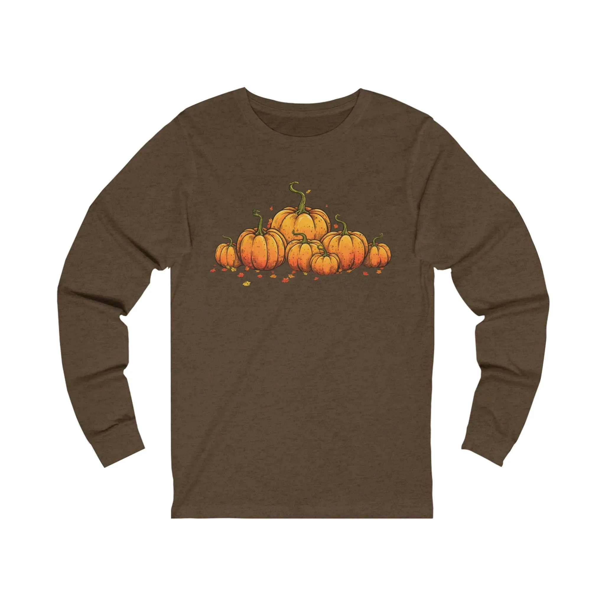 Fall Long-Sleeved T-Shirt with Vintage Pumpkins Graphic - Cozy Autumn Fashion!