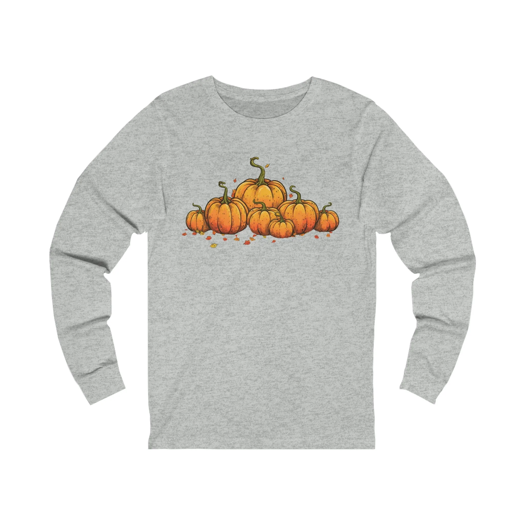 Fall Long-Sleeved T-Shirt with Vintage Pumpkins Graphic - Cozy Autumn Fashion!