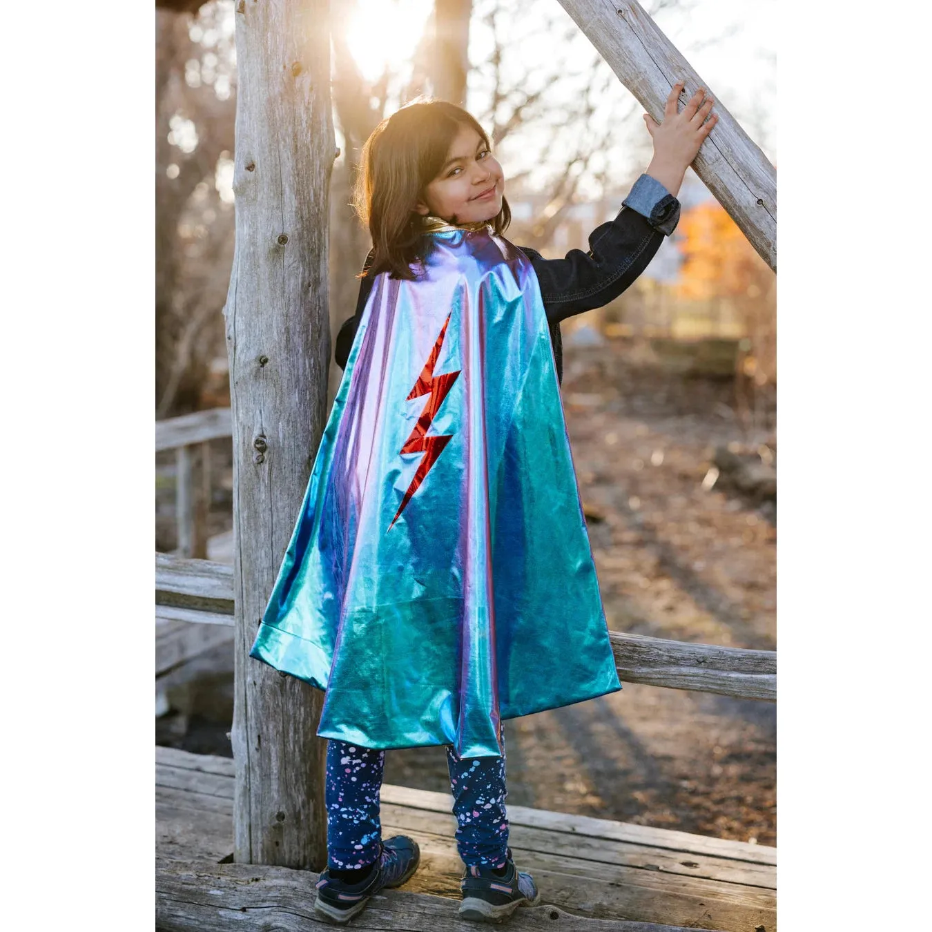 Great Pretenders Blue Lightning Holographic Reversible Cape