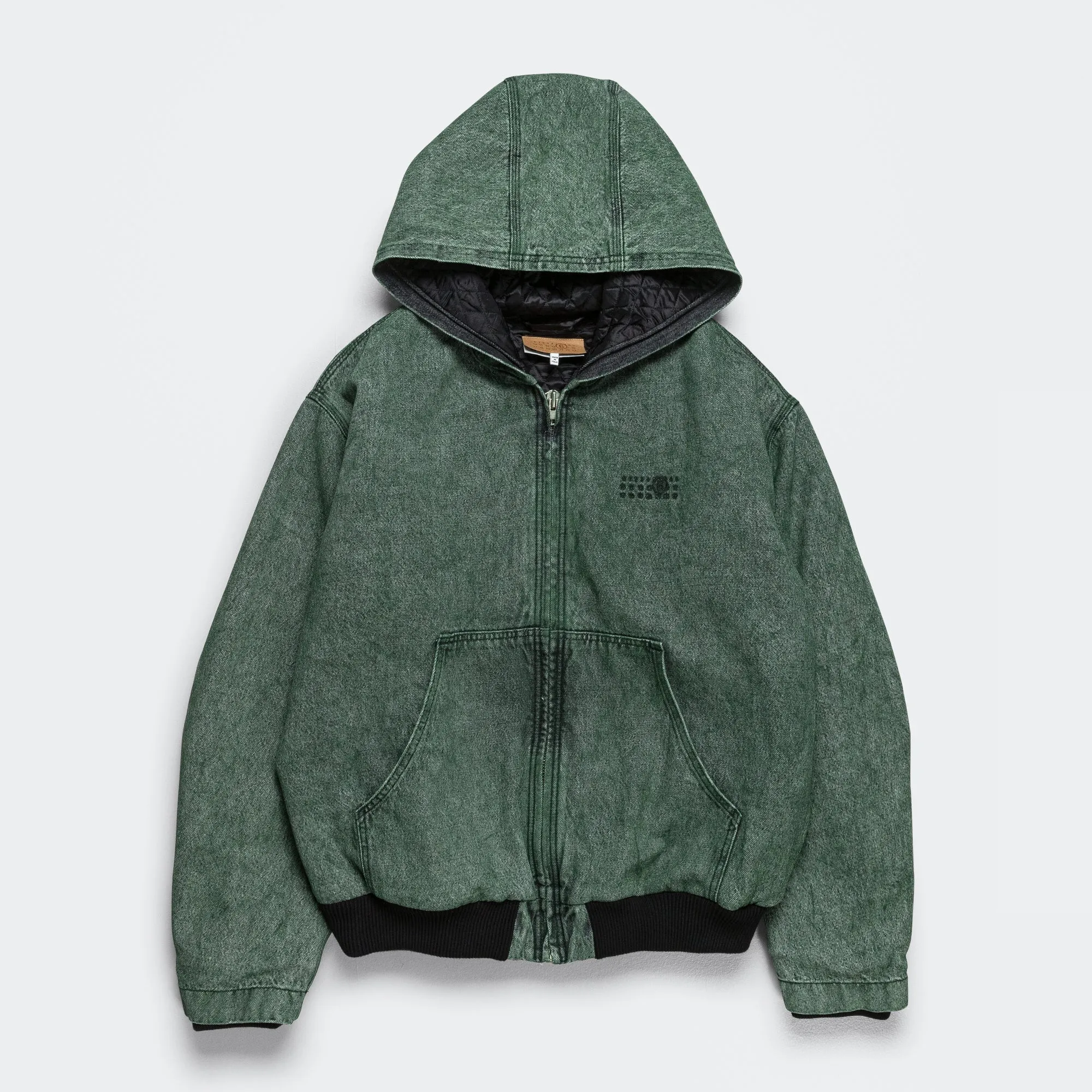 Hooded Denim Jacket - Green