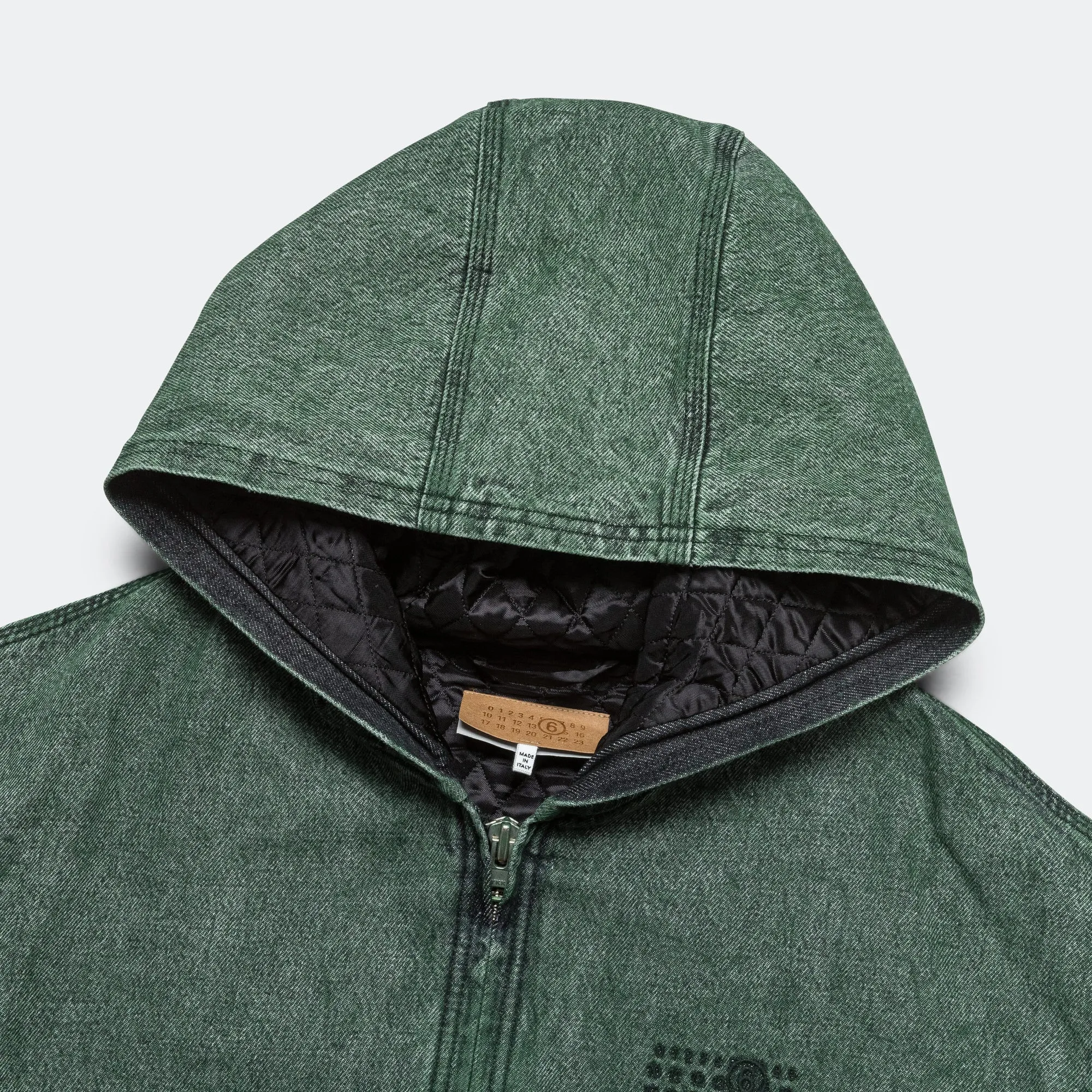 Hooded Denim Jacket - Green