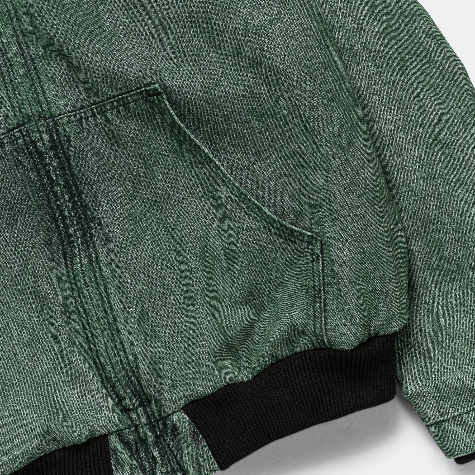 Hooded Denim Jacket - Green