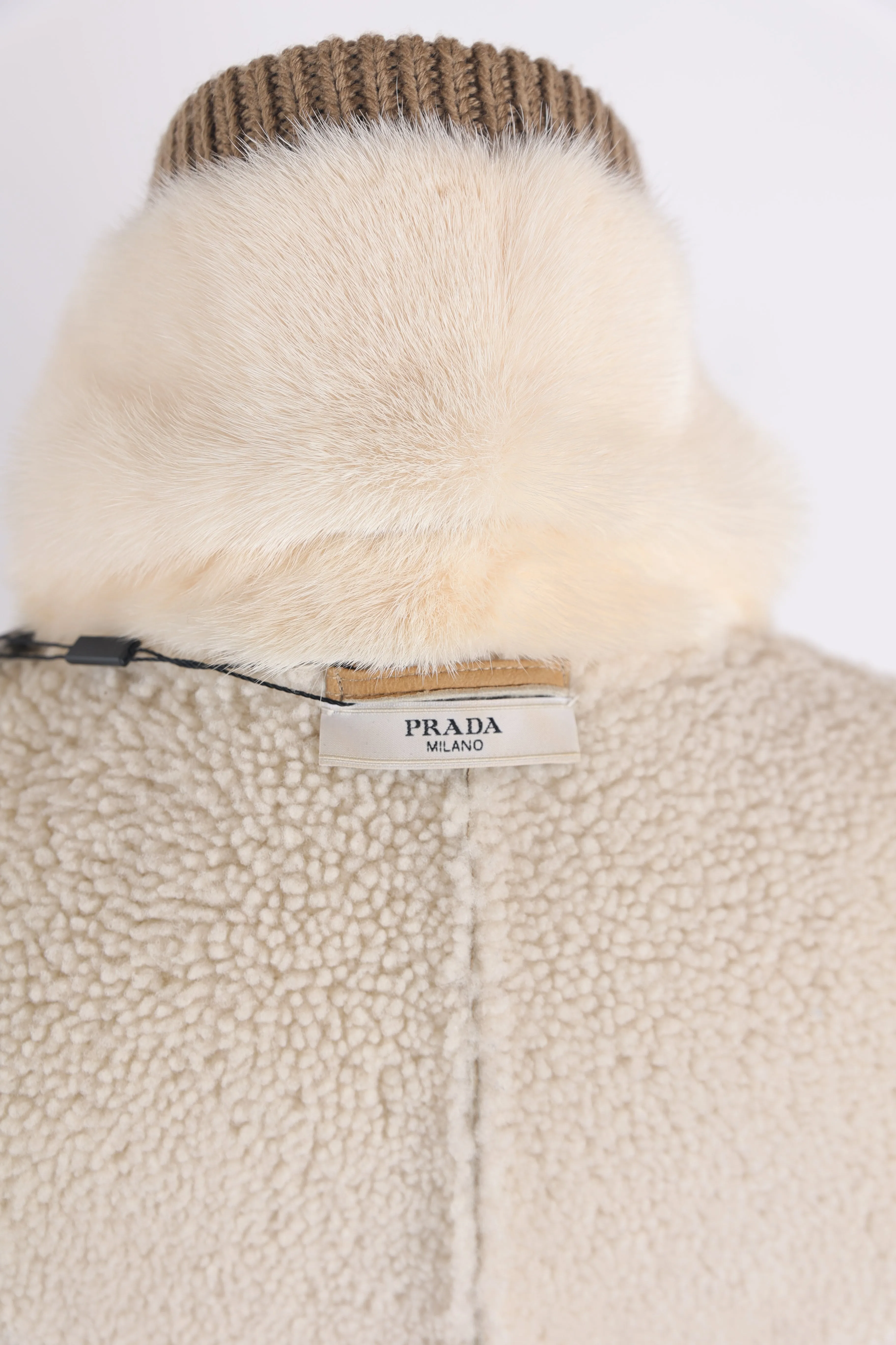 Leather Shearling Jacket W/ Mink Fur Collar