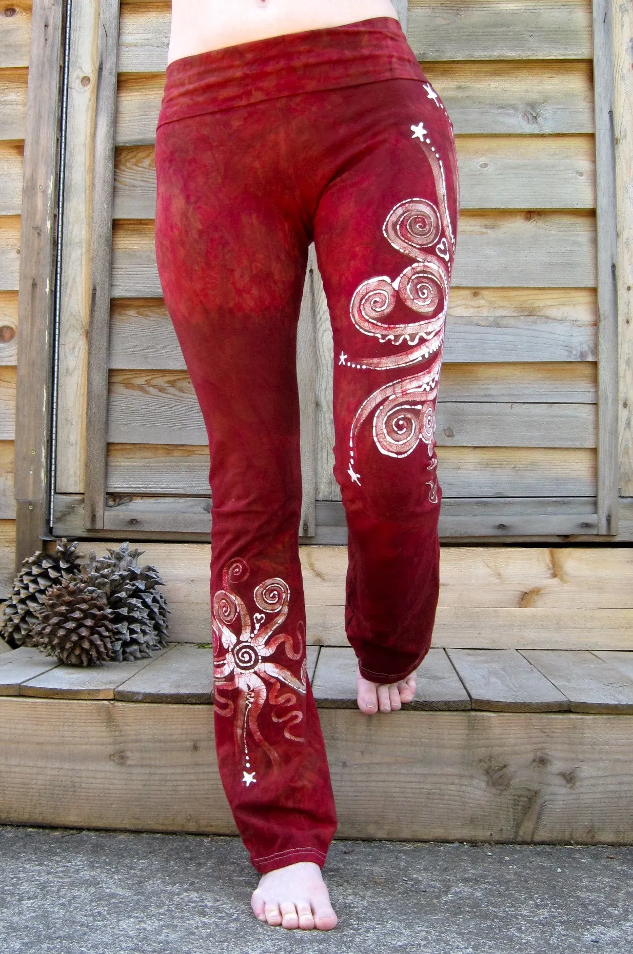 Light Red Batik Yoga Pants - Mislabeled