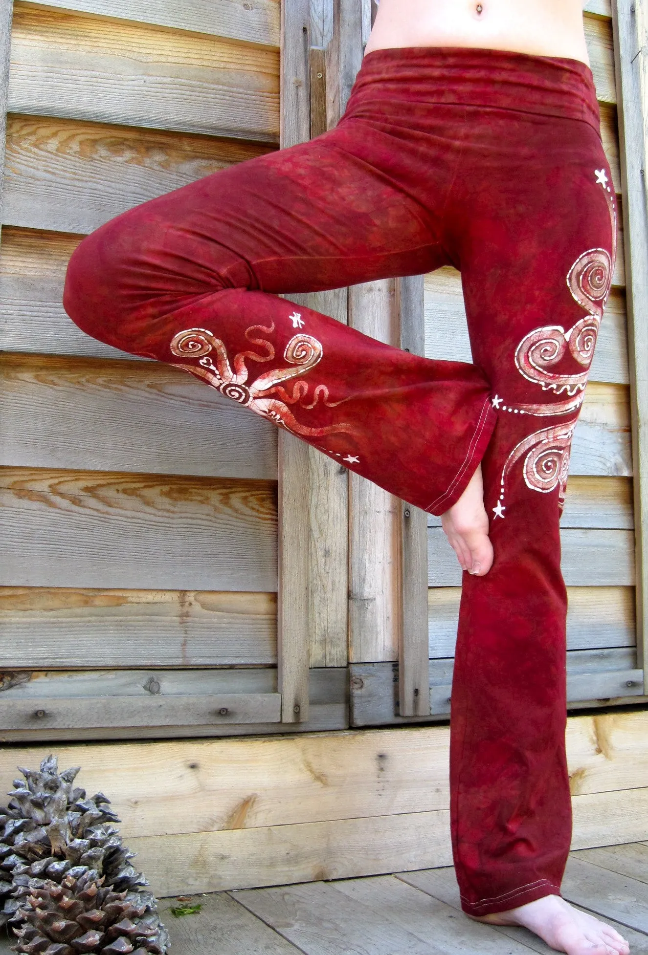 Light Red Batik Yoga Pants - Mislabeled