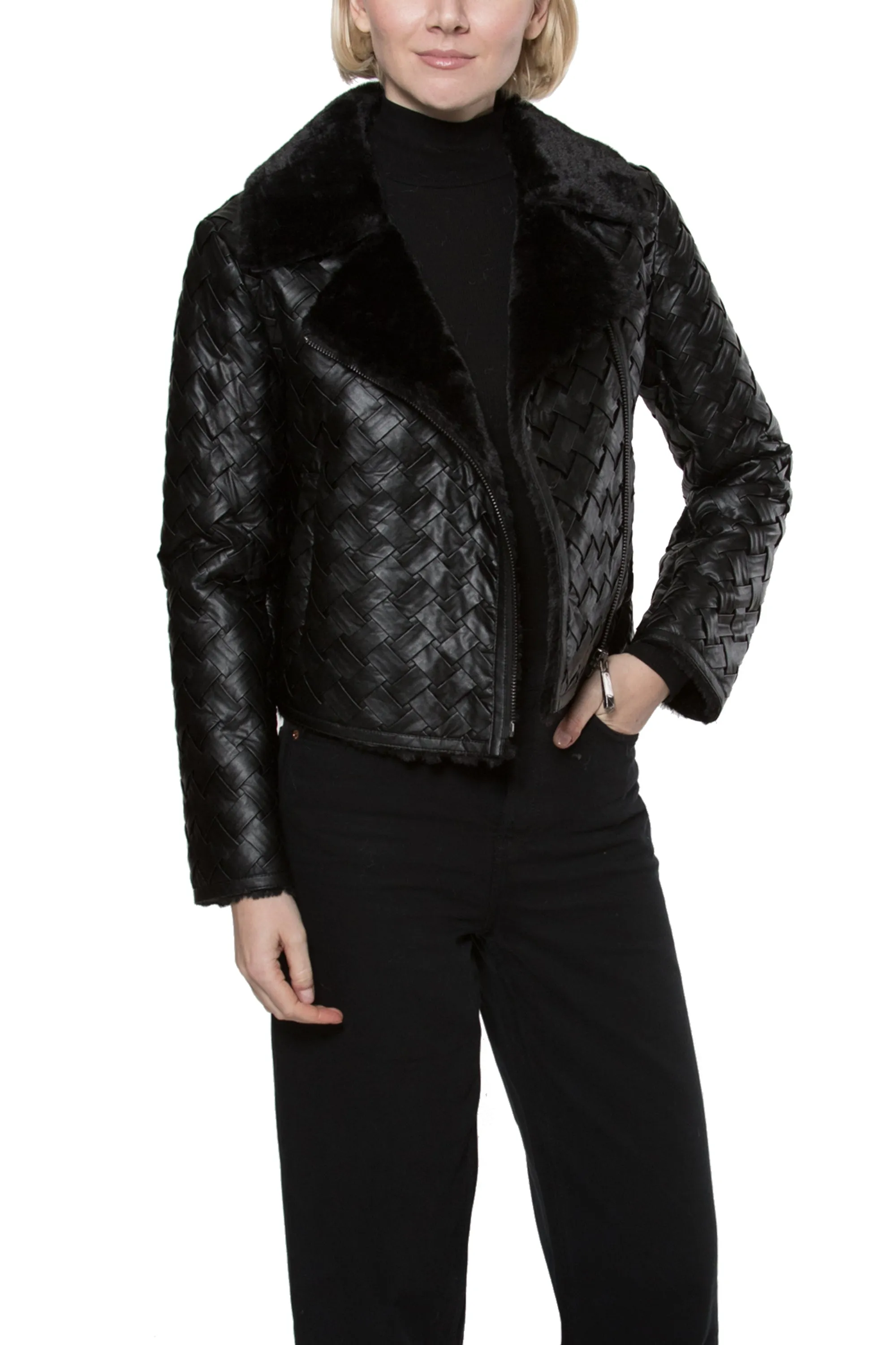 MADRID - Faux Shearling & Leather Moto Jacket