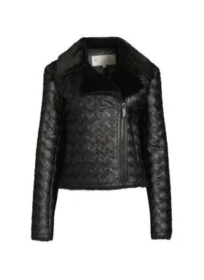 MADRID - Faux Shearling & Leather Moto Jacket