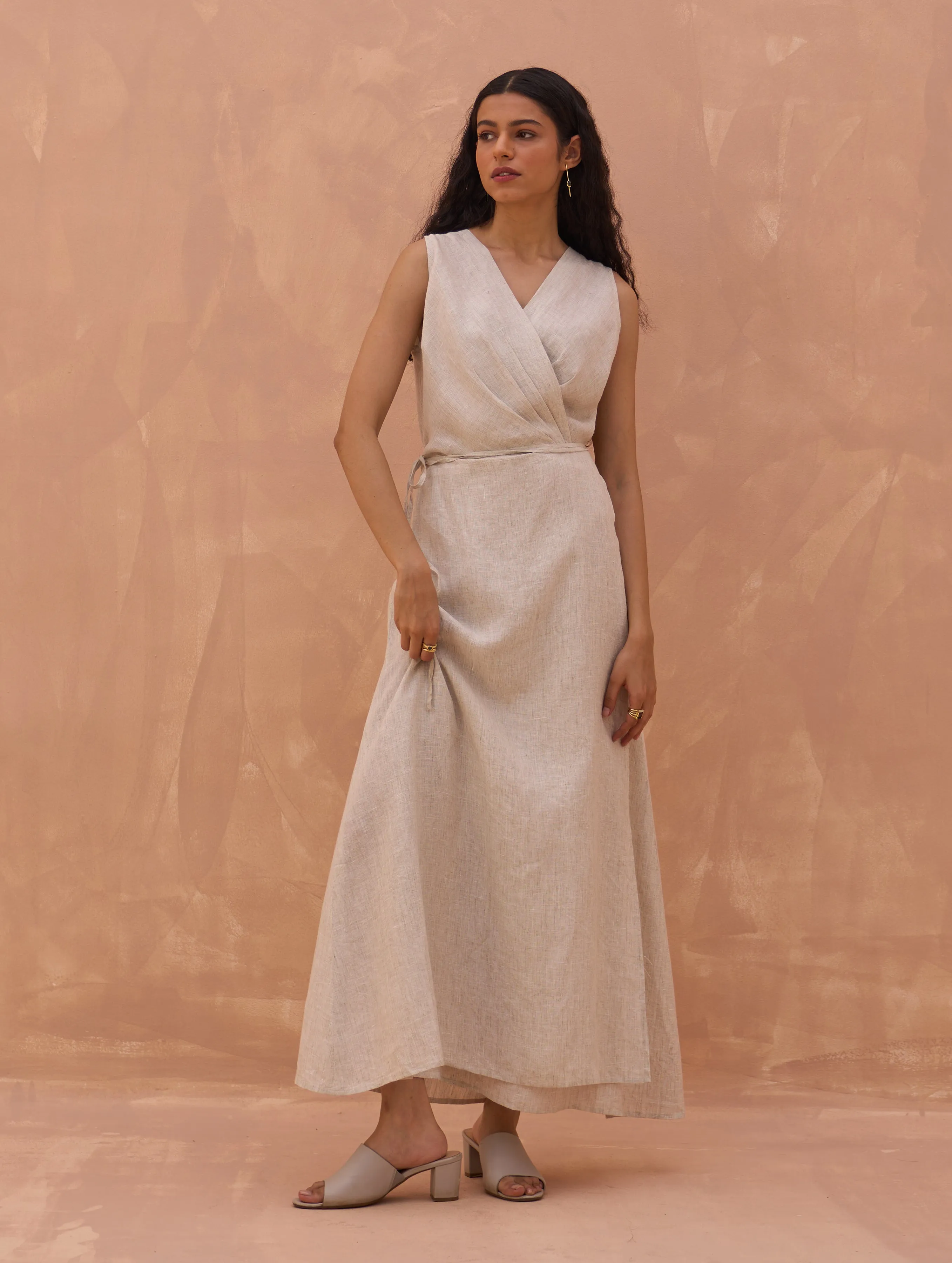 Maya Linen Wrap Dress - Off White