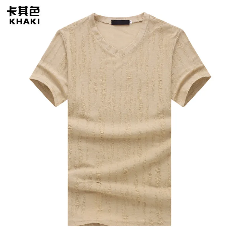 Men V-Neck Stripes Short Sleeves T-Shirt