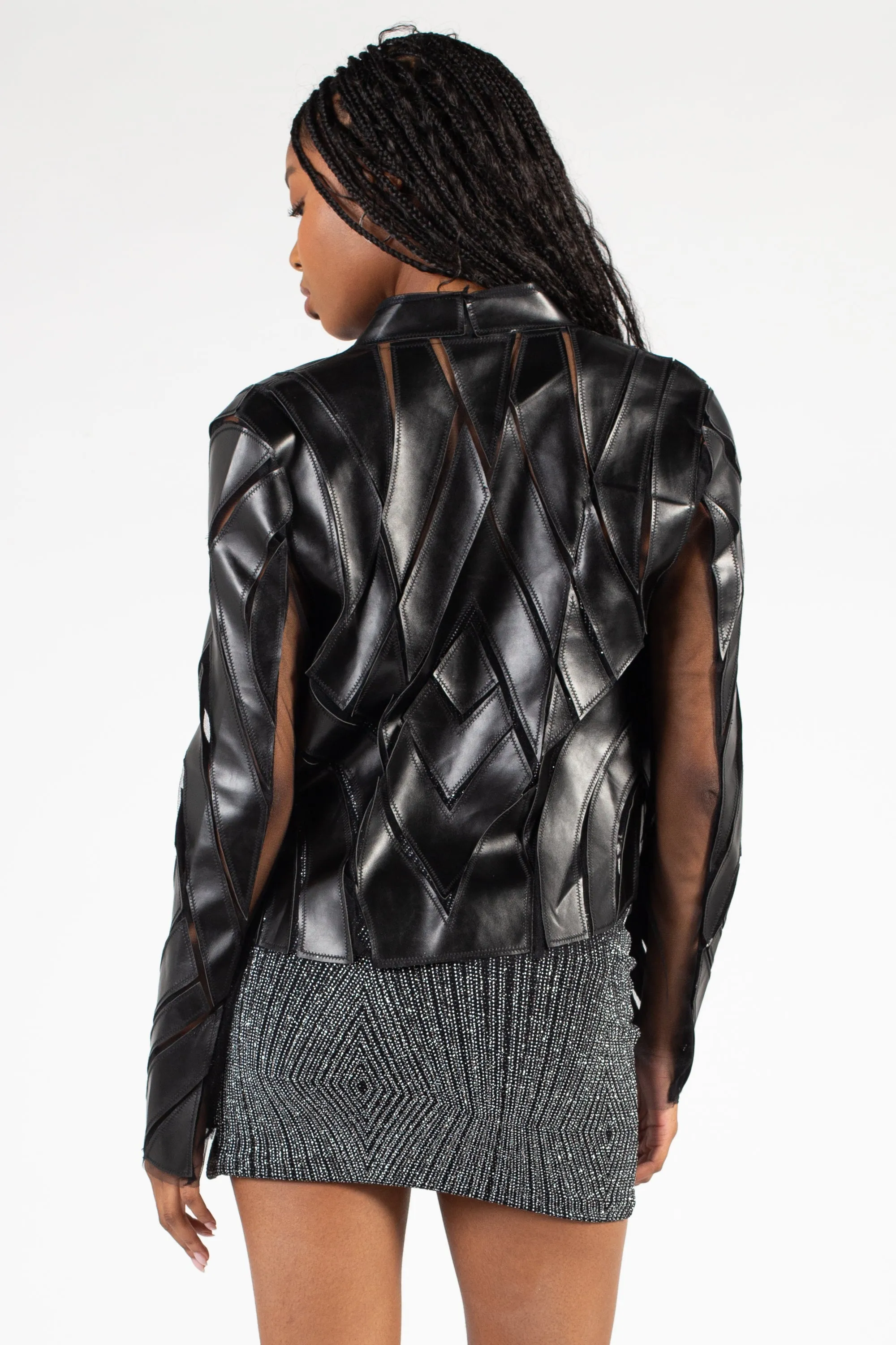 Mesh Vegan Leather Jacket