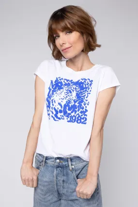 MUSE TIGER NEAT FIT T-SHIRT (WHITE/BLUE)