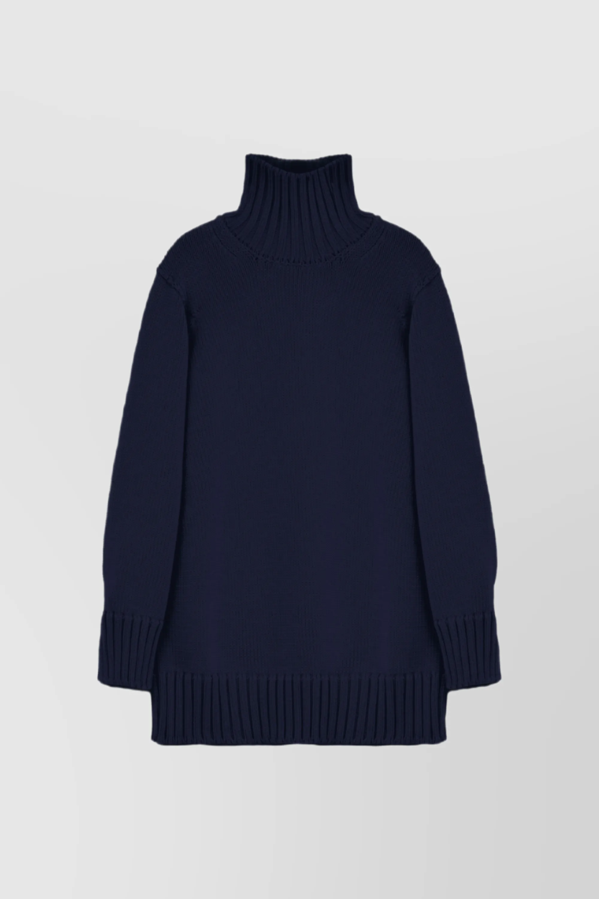 Navy oversized turtleneck merino cape sweater