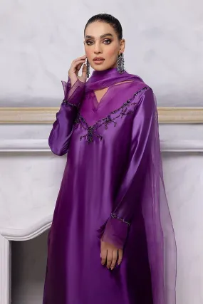 Nilofer Shahid - Lilac Affinity  - Khushiyon Kay Maukay Collection - Embroidered Net Lace kaftan - 1 Piece