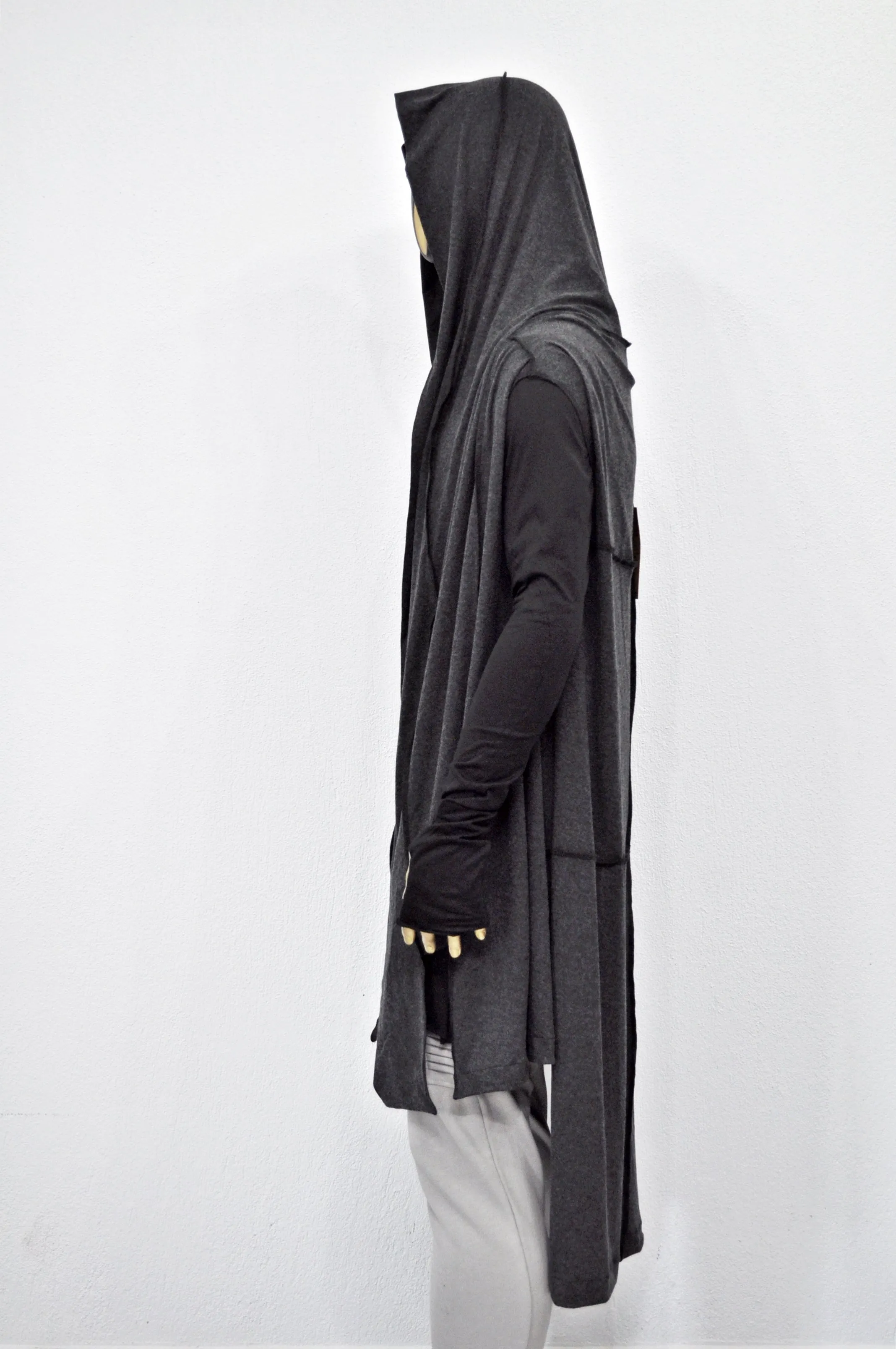 OverLong Poncho Cardigan,Japanese Oversized Sleeveless Kimono Wrap Shawl Shirt,Asymmetric Vest Hooded Cape Coat,Aesthetic Halloween-BB0154