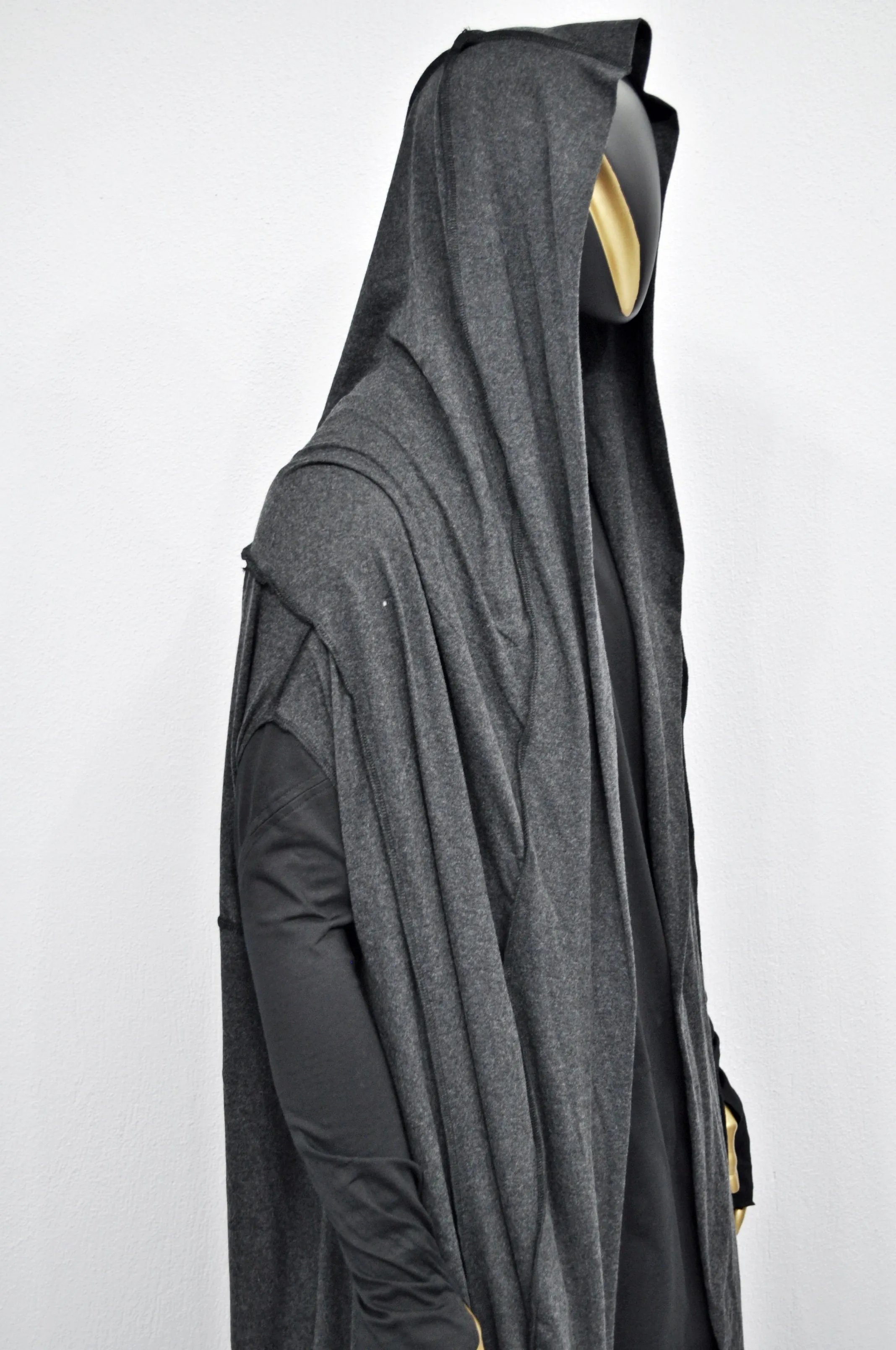 OverLong Poncho Cardigan,Japanese Oversized Sleeveless Kimono Wrap Shawl Shirt,Asymmetric Vest Hooded Cape Coat,Aesthetic Halloween-BB0154