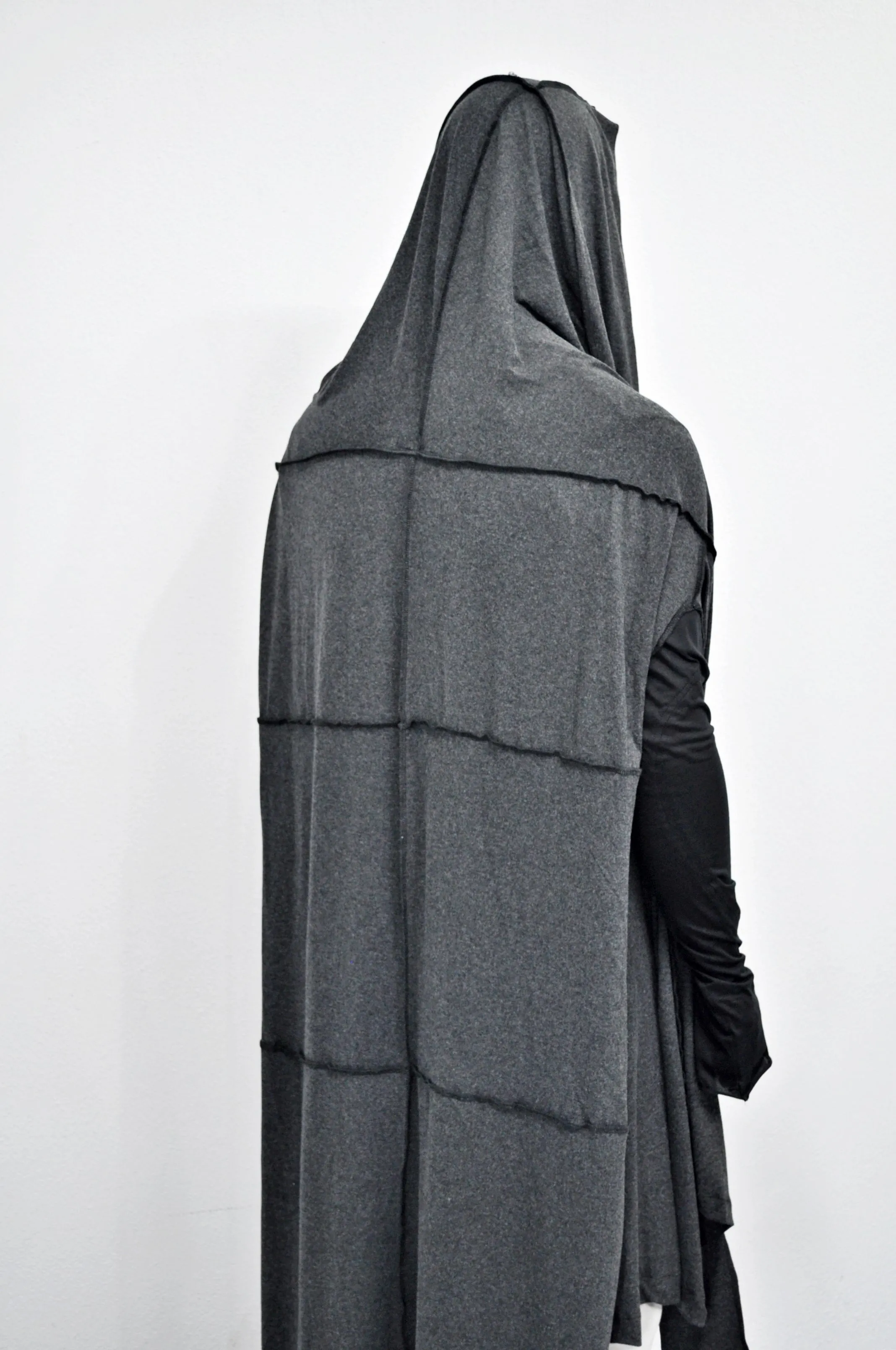 OverLong Poncho Cardigan,Japanese Oversized Sleeveless Kimono Wrap Shawl Shirt,Asymmetric Vest Hooded Cape Coat,Aesthetic Halloween-BB0154