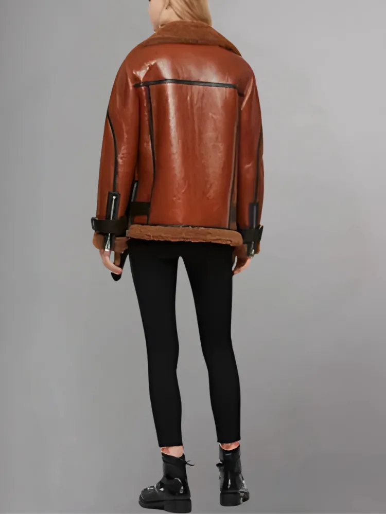 Patty Black Shearling Leather Jacket