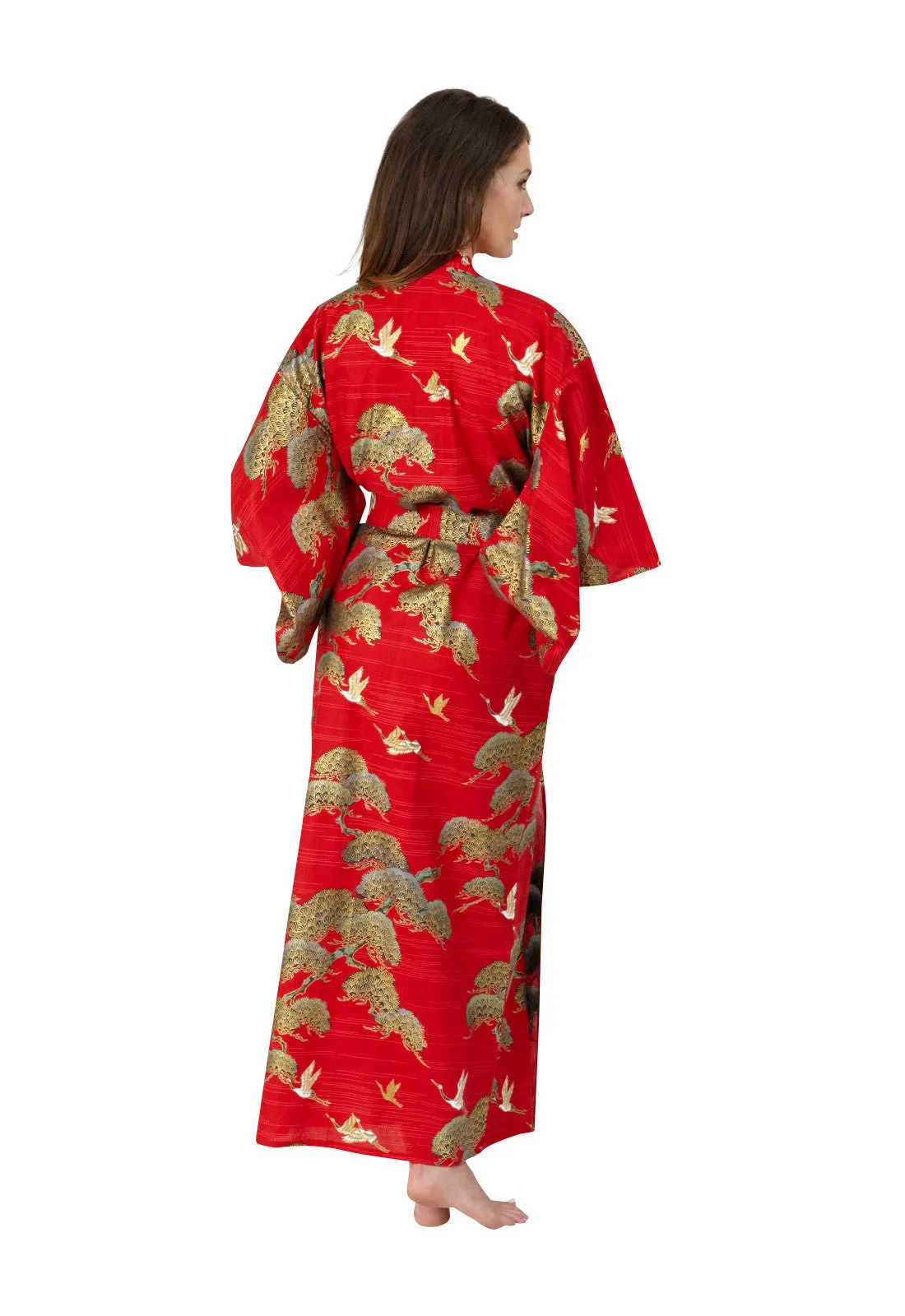 Pines & Cranes Womens Plus Size Cotton Kimono Robe