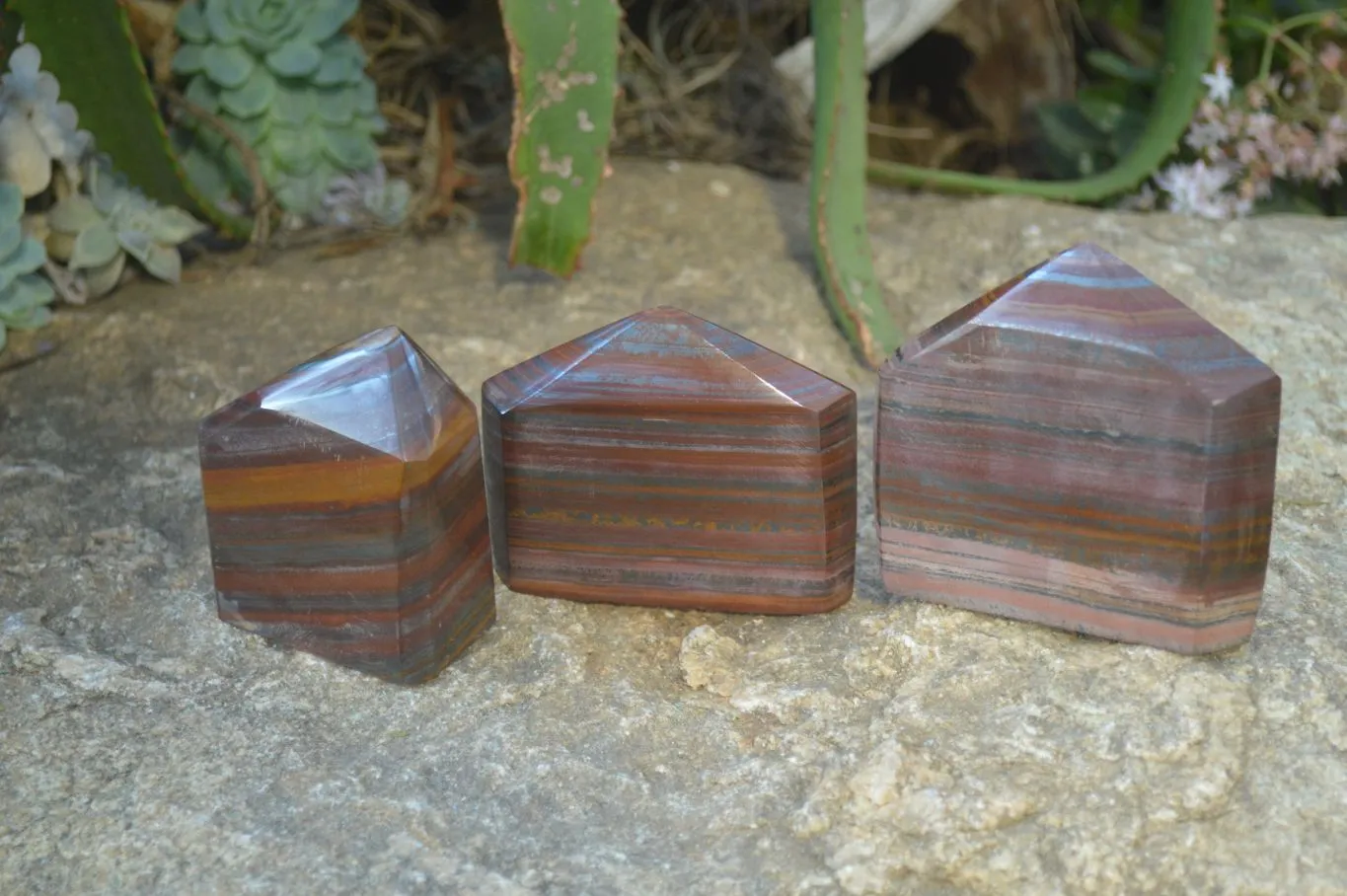 Polished Banded Iron Stone Points  x 3 From Prieska, Northern Cape