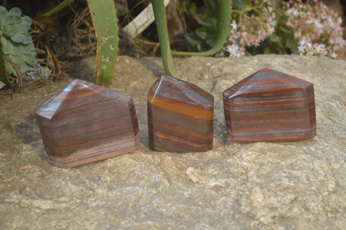 Polished Banded Iron Stone Points  x 3 From Prieska, Northern Cape