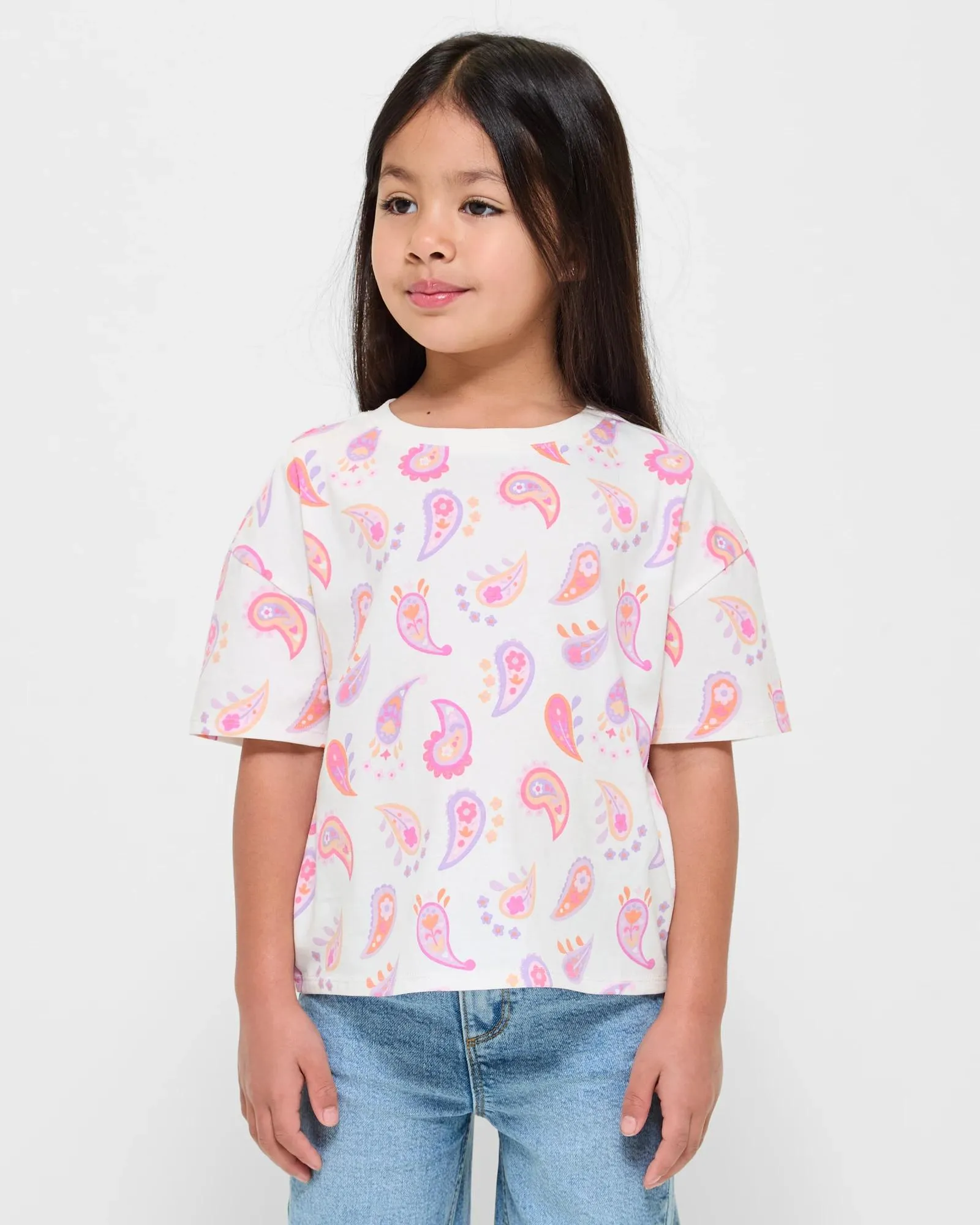 popular  Drop Shoulder Paisley T-shirt