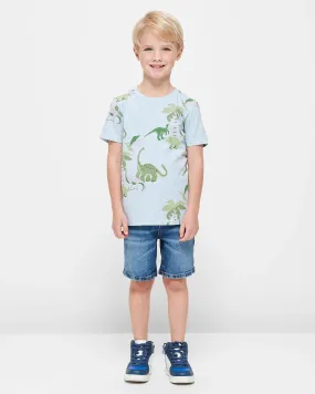 popular  Print T-shirt - Blue Dinosaurs