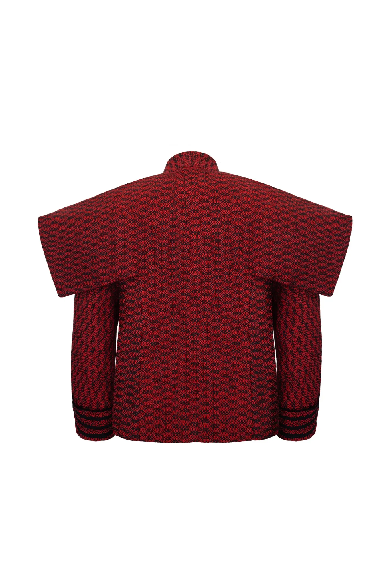 Red and Black Fleck Wool "Armour" Jacket