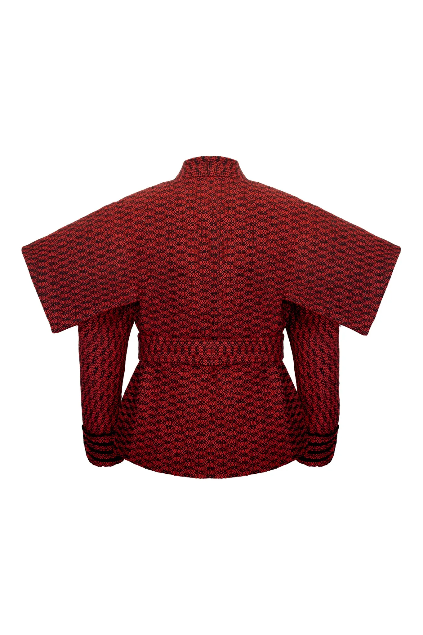 Red and Black Fleck Wool "Armour" Jacket