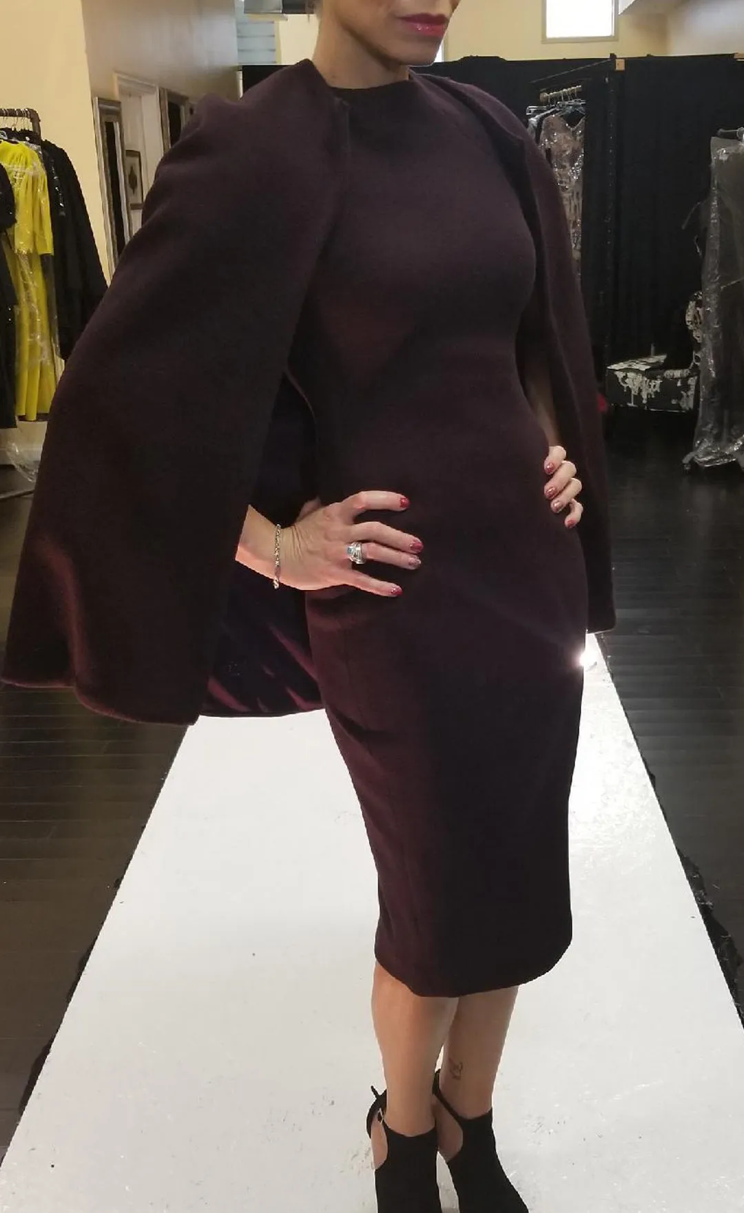 Sheath Dress with Cap Sleeve and Cape