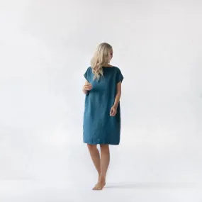 Square linen dress blue by Seaside Tones